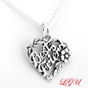 SILVER BEST FRIEND CHARM WITH 18 BOX CHAIN NECKLACE  