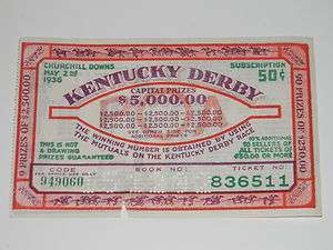 1936 Kentucky Derby Betting Ticket   May 2, 1936 Churchhill Downs 