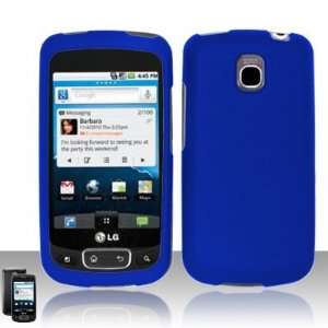 BLUE Hard Rubber Feel Plastic Case for LG Phoenix P505/ Thrive P506 