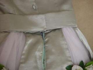 Patis Tesoro Green Silk Dupioni Flower Girl Dress 4/5  