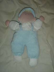 Eden Blue White Terry Cloth Overalls Boy Doll Ivory (Frayed) Bow 