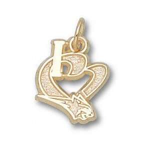   14K Gold I Heart Bobcat Logo 1/2 Pendant