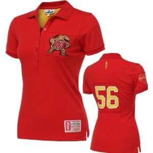  Maryland Terrapins Womens Red Collar Scholar Polo Sports 