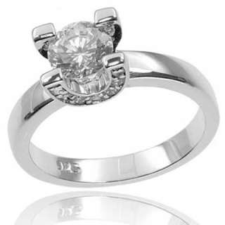 Round Cut CZ Cubic Zirconia Solitaire 925 Sterling Silver Womens 