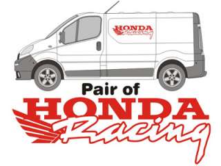Pair of SUPERSIZE (1m) Honda Racing van stickers/decals  