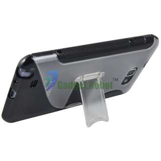 BLACK HYBRID GEL KICK STAND TPU COVER CASE FOR Samsung Galaxy Note 