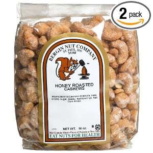 Bergin Nut Company Cashew Honey Roasted, 16 Ounce Bags (Pack of 2)
