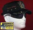 NEW Flat Top, Military Style, Short Bill Cadet Cap   Great For Bikers 