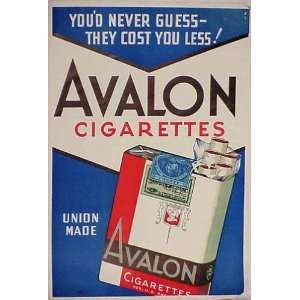  Avalon Cigarettes Paper Advertising Sign 