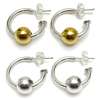 Silver or Black Stainless Steel CZ Hoop Earrings  