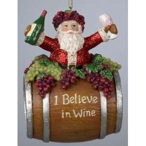  Santa in Wine Barrel Christmas Ornament