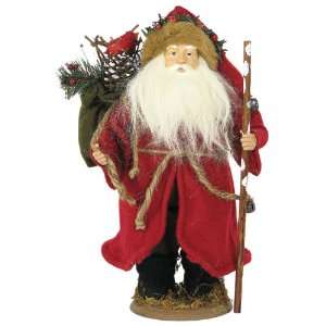 12 Red Outdoor Santa Claus W/Staff and Bag on Base   S11262  