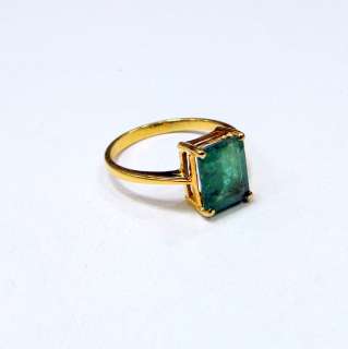 18 CTS solid gold princess cut Colombian emerald Ring jewelry  