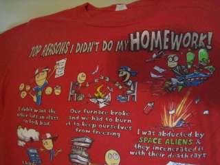 Boys Girls Large Top Reasons Didnt Do Homework T Shirt  