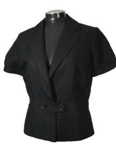   Taylor LOFT 10 Black Linen Blend Short Jacket Top Short Sleeves  