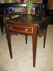 Inlaid Cherry Pembroke Table w/ 2 Drop Leaves & One Dra