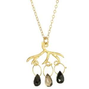  Branch Style Necklace in Black Spinel and Whiskey Topaz 