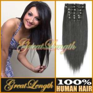20 100g Clip In Human Hair Extensions Off Black #1B  