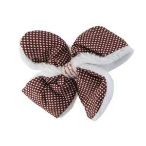  Brownish White Plush Dotted Bowknot Single Prong Hair Clip Beauty