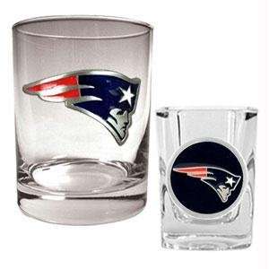  New England Patriots NFL Rocks Glass & Shot Glass Set 