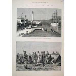  1882 Lighthouse Breakwater Suez Canal Egyptian Camp