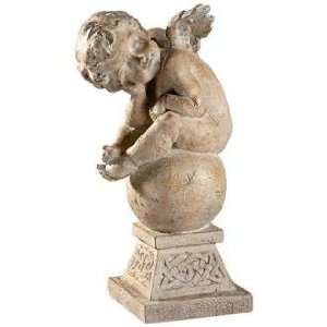   15 1/2 High Angel on Sphere Leaning Right Sculpture