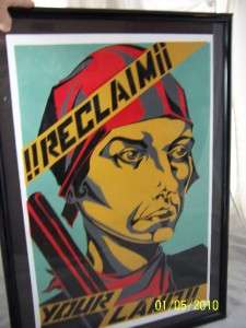 Block Print RECLAIM YOUR LAND Native American SIGNED  
