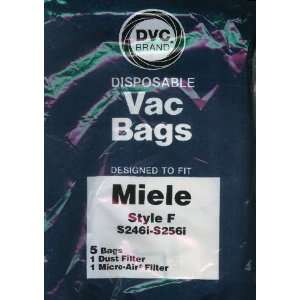  DVC Brand Type F Paper Bag 5 Pack & 2 Filters to fit Miele 