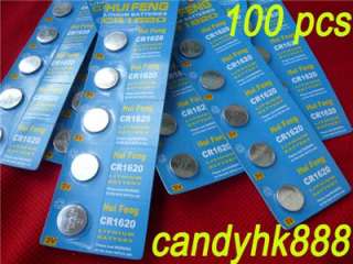 100 Lithium CR1620 1620 LM1620 3V Cell Button Battery  