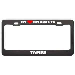 My Heart Belongs To Tapirs Animals Metal License Plate Frame Holder 