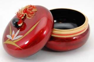 VTG Red Lacquered Wood Trinket or Powder Box Japan  