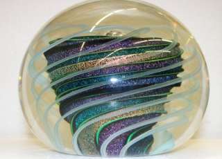 HAND BLOWN GLASS SCULPTED LARGE DICHROIC PAPERWEIGHT  