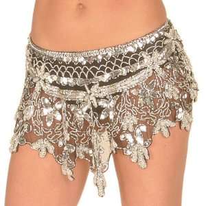    Hand Beaded and Sequined Hip Wrap with Flower Petal 