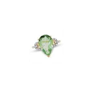ZALES Pear Shaped Green Quartz Buckle Ring with Diamond Accents in 14K 