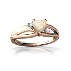  14k Rose Gold Heart Genuine Opal Ring Size 7.5 Jewelry