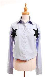 Clearance NWT French Designer Runway 3D Star Patch Shirt Blouse Blue 