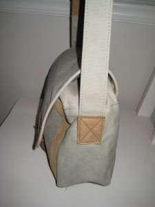 LL BEAN Tan Canvas Leather Cross Body Messenger Bag  