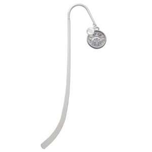  Ladybug Round Seal Silver Plated Charm Bookmark with Clear 