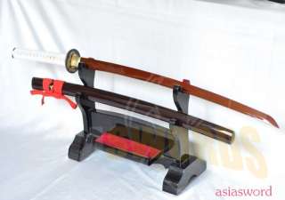 Japanese T10 Red Steel Carving Dragon Katana Sword #101  