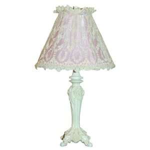  Cream Table Lamp with Cream Lace Overlay Shade