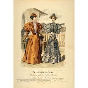  1894 Victorian Lady Fashion Dress Coat Hat Lithograph 