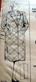   VTG 1940s COAT FRENCH DESIGNER PARIS Sewing Pattern BOULANGER BUST 38