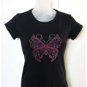  Rhinestone iron on Transfer T shirt Butterfly Design 