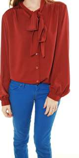 Vtg 80s burgundy HOUNDSTOOTH print ASCOT Bow POUF tie DRAPED shirt 