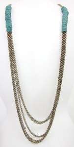 NEW NUGAARD DESIGNS Brass Leather Draped Chain Necklace  