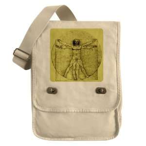  Messenger Field Bag Khaki Vitruvian Man by Da Vinci 