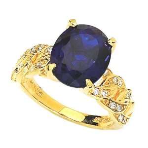  OVAL SYNTHETIC SAPPHIRE RING CHELINE Jewelry