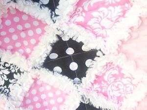 Pink & Black ~soft and sweet baby girl rag quilt  