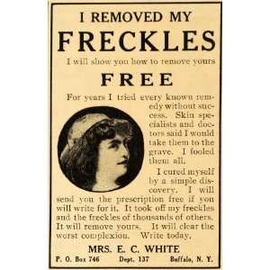  1909 Ad Freckles Free Health Beauty Skin E. C. White 