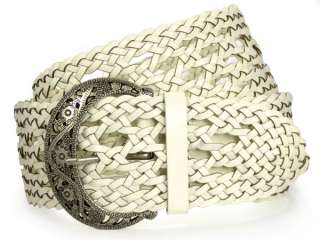 Ladies Wide Braided Woven Leather Belt  